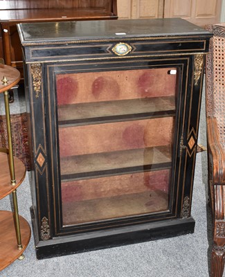 Lot 1286 - A Victorian ebonised and inlaid pier cabinet...