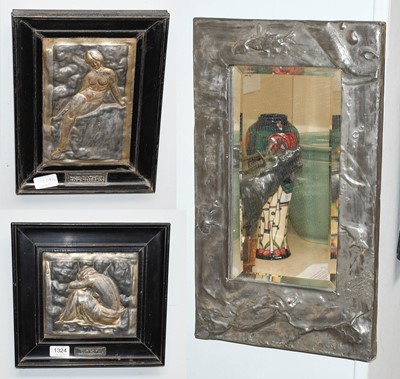 Lot 1324 - A pair of Art Nouveau plaques, the Bather and...