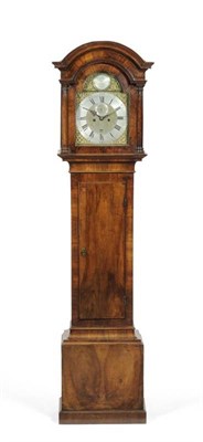 Lot 1067 - A Walnut Eight Day Longcase Clock, arched pediment, 12-inch arched brass dial with silvered...