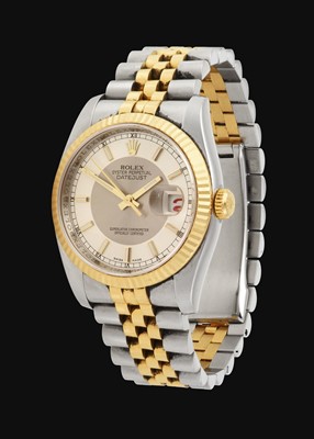 Lot 2202 - Rolex: A Steel and Gold Automatic Calendar Centre Seconds Wristwatch
