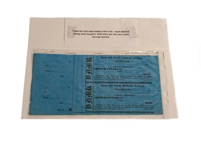 Lot 2115 - York And North Midland Railway A Pair Of Unused Second Class Tickets