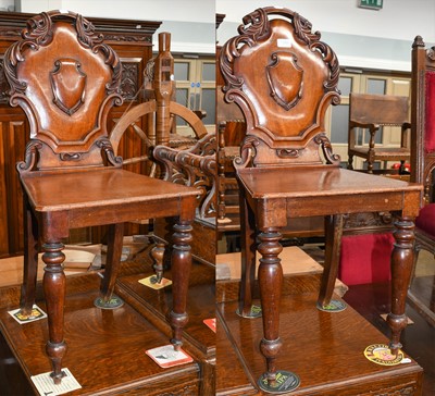 Lot 1289 - Pair of Victorian carved mahogany shield back...