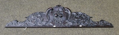 Lot 1253 - A 19th century carved oak pediment, ornamented...