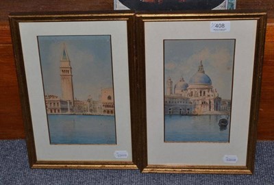 Lot 408 - A pair of early 20th century Venetian watercolours signed Beneti