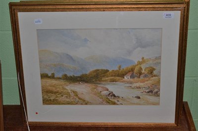 Lot 409 - Framed watercolour of The Rabbits Pub Stapleford Abbots, Essex, dated 1876, watercolour figures...