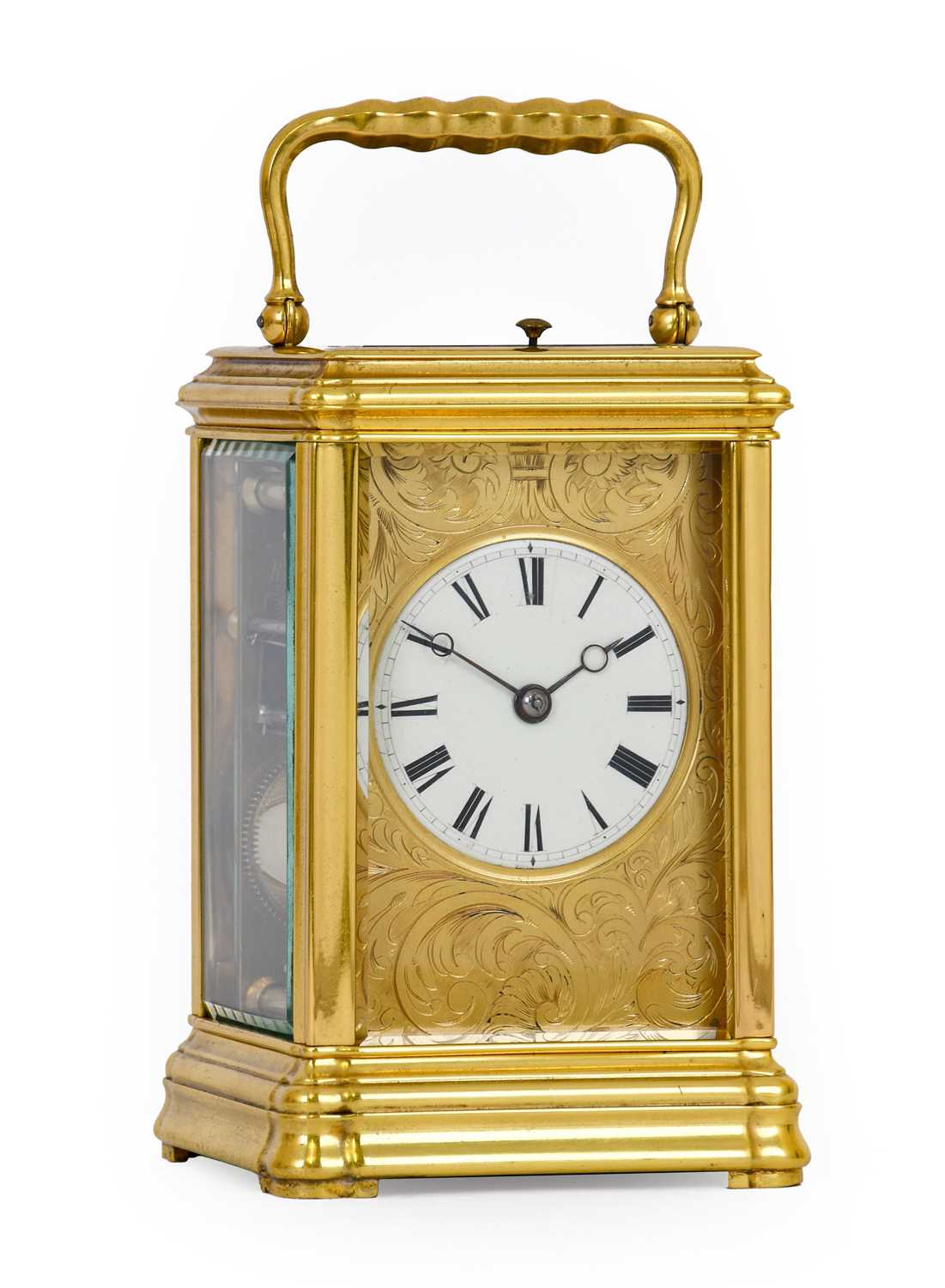 Lot 698 - A Brass Strike and Repeat Carriage Clock,...