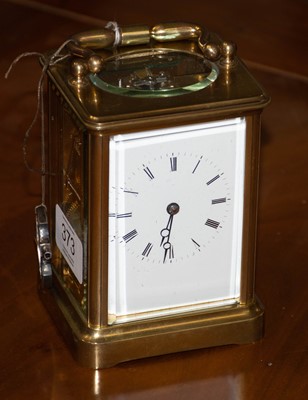 Lot 373 - A brass striking carriage clock, circa 1890,...