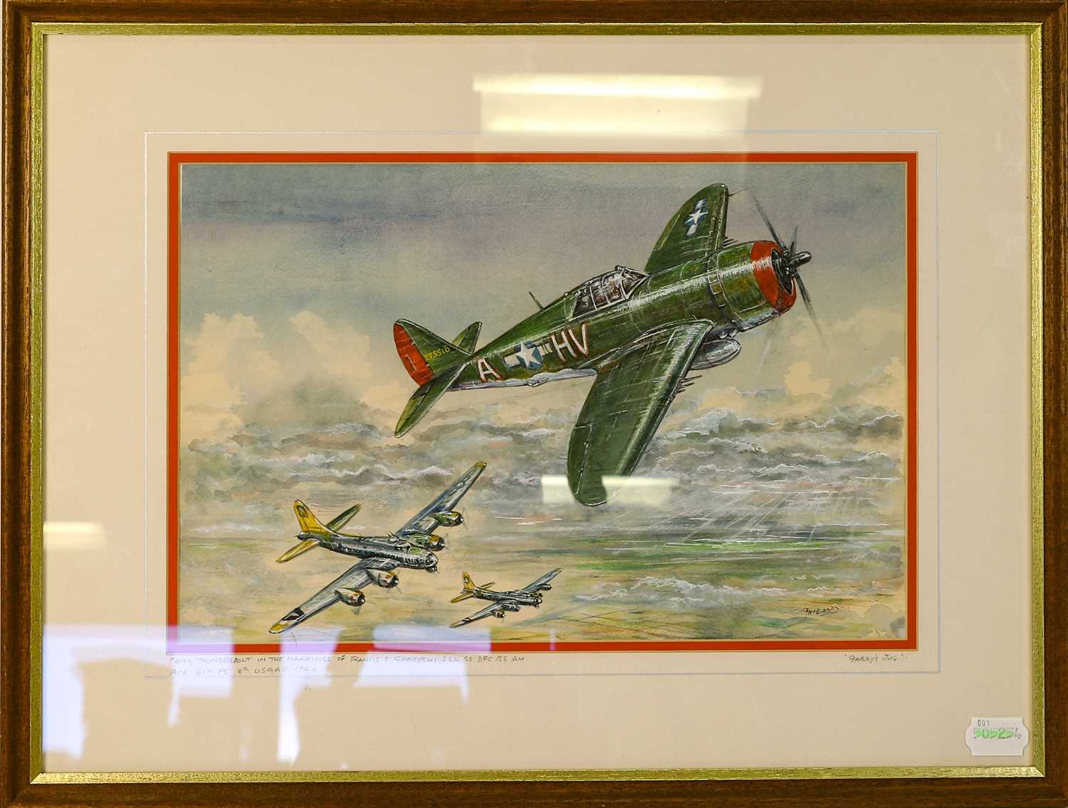 Lot 2092 - Phil May (b1925) Original Watercolour Of USAAF P47 Thunderbolt