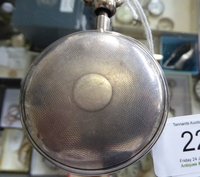 Lot 22 - A silver quarter repeating verge pocket watch,...