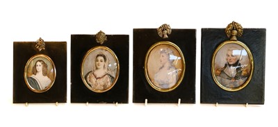 Lot 103 - Four 19th century framed portrait miniatures,...