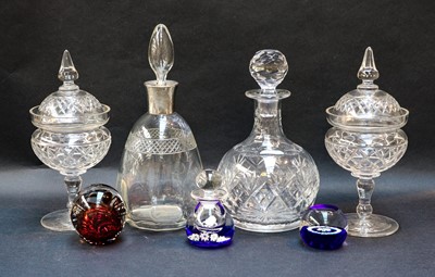 Lot 294 - A George V silver collared cut glass decanter,...