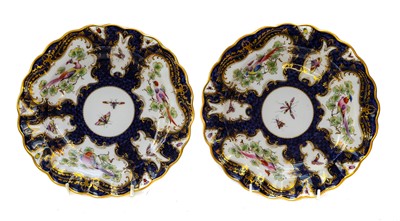 Lot 293 - Two pairs of Royal Worcester scale blue ground...