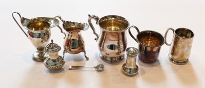 Lot 111 - A collection of silver and silver plate, the...