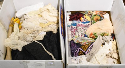 Lot 1163 - Quantity of assorted lace remnants, printed...