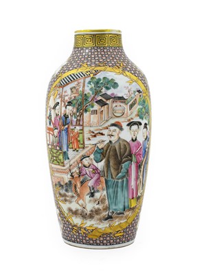 Lot 8 - A Porcelain Baluster Vase, in Chinese Qianlong...