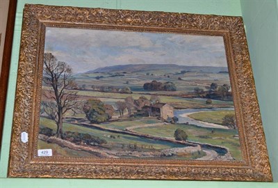 Lot 429 - Oil on board, Evening on the Wharfe, signed Walter Horsnell, in a gilt frame