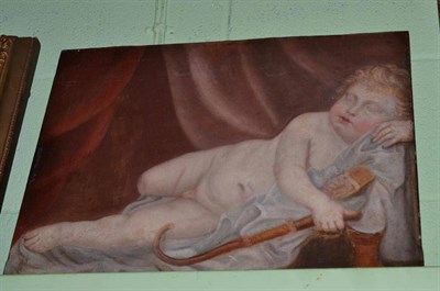 Lot 432 - English School, late 19th century, Cupid reposing, oil on canvas