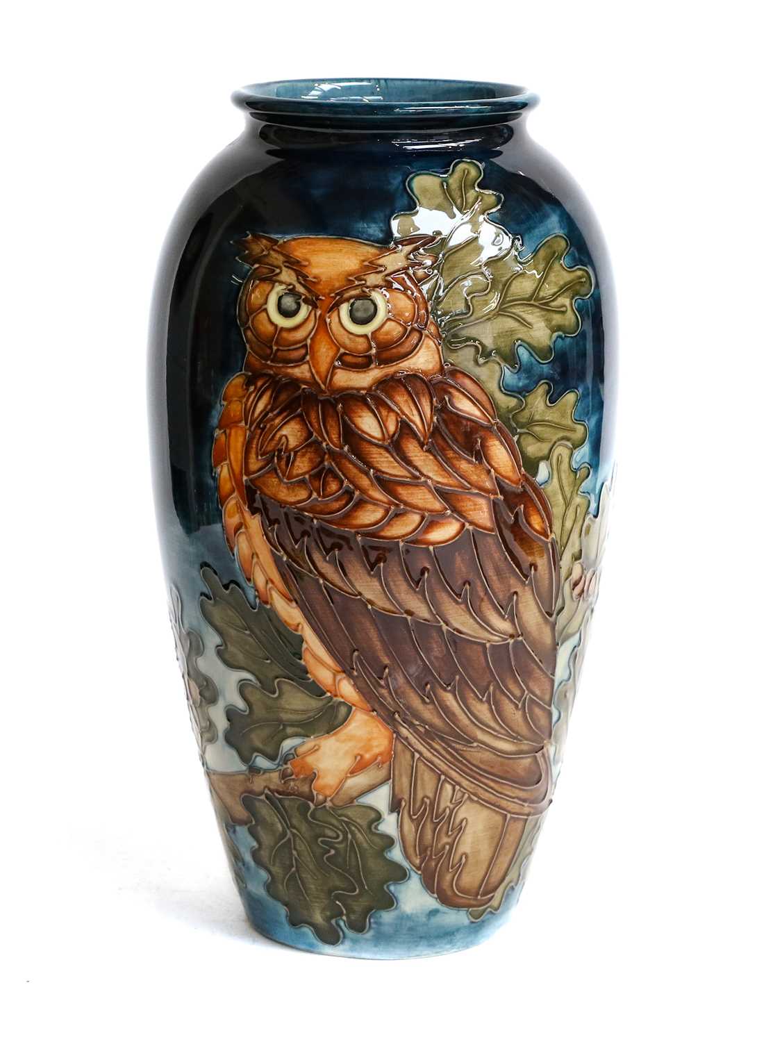 Lot 73 - A modern Moorcroft ovoid vase, Eagle Owl by...