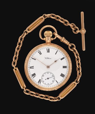 Lot 2196 - Waltham: A 9 Carat Gold Open Faced Pocket Watch