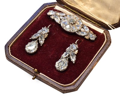 Lot 192 - A white paste brooch, length 5.5cm; and a pair...