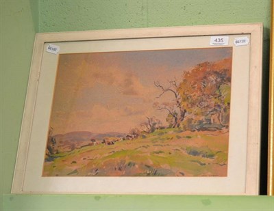 Lot 435 - Fred Lawson, cattle grazing in a Yorkshire landscape, signed watercolour