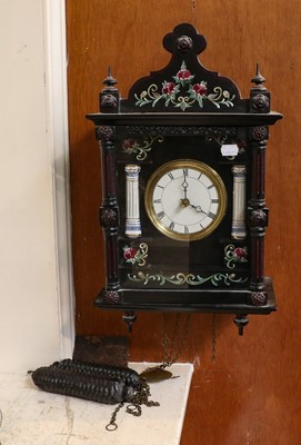 Lot 1320 - Ebonised wall timepiece circa 1900