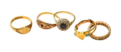 Lot 181 - An 18 carat gold sapphire and diamond cluster...