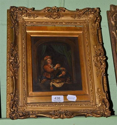 Lot 438 - Dutch oil on tin 'Blood Letting' after Teniers in a gilt frame