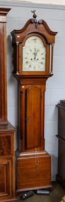 Lot 1094 - An oak white dial eight-day longcase clock,...