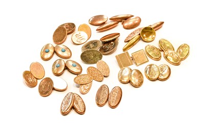 Lot 205 - A pair of 15 carat gold cufflinks; six pairs...