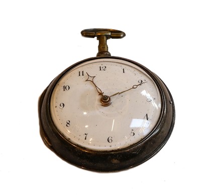 Lot 150 - A silver pair cased verge pocket watch,...
