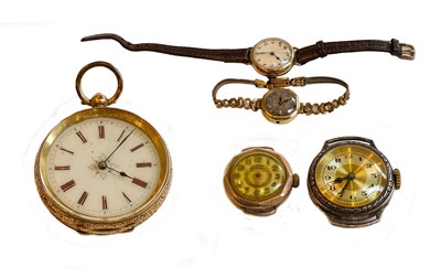 Lot 170 - A lady's fob watch with case stamped 18K,...