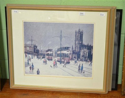 Lot 444 - After L S Lowry, Industrial canal scene, bears pencil signature, together with two limited...