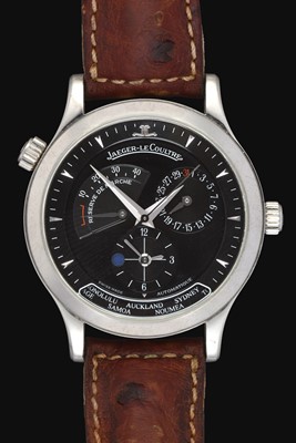 Lot 2220 - Jaeger LeCoultre: A World Dual Time Zone Automatic Power Reserve Day and Night Indication Wristwatch