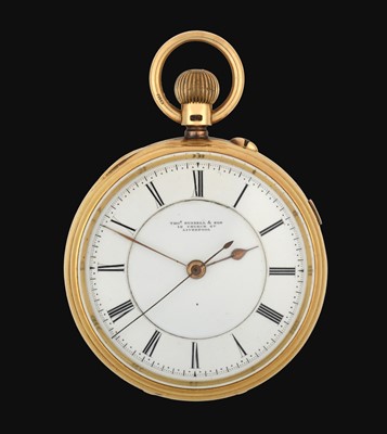 Lot 2217 - Russell & Son: An 18 Carat Gold Chronograph Pocket Watch Sold with the Original Warranty Paperwork