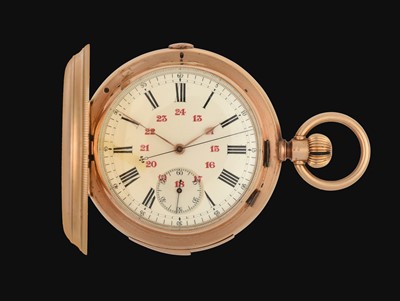 Lot 2219 - Charles Humbert Fils: An 18 Carat Gold Full Hunter Quarter Repeater Chronograph Pocket Watch