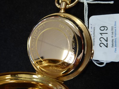 Lot 2219 - Charles Humbert Fils: An 18 Carat Gold Full Hunter Quarter Repeater Chronograph Pocket Watch