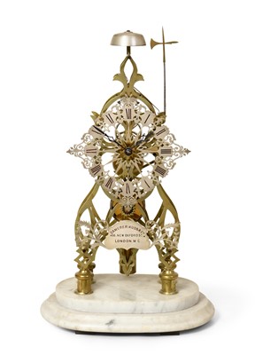 Lot 274 - A Brass Skeleton Mantel Timepiece with Passing...