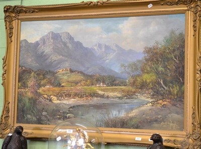 Lot 450 - Gabriel de Jongh (1913-2004) River landscape, signed, oil on canvas, 45cm by 58.5cm