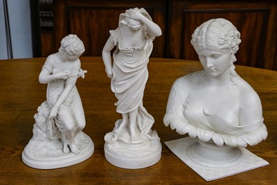 Lot 418 - A Victorian Copeland parian bust of Clytie the...