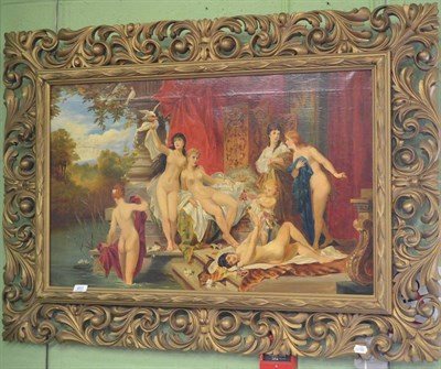 Lot 453 - Decorative oil on canvas of nudes, in gilt frame