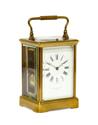 Lot 678 - A Brass Striking and Repeating Carriage Clock,...