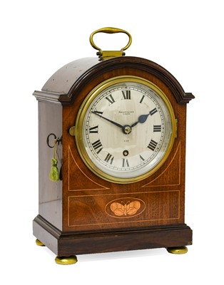 Lot 679 - A Mahogany Inlaid Table Timepiece, signed...