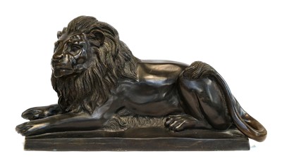 Lot 346 - A large bronze figure of a recumbent lion