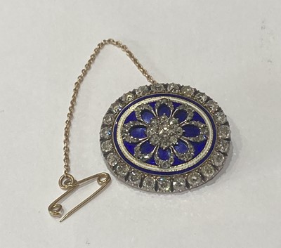 Lot 2322 - A Late Georgian Blue Enamel and Diamond Brooch