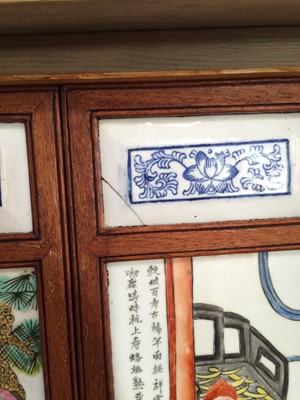 Lot 141 - A Chinese Porcelain Mounted Hardwood...