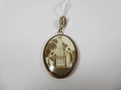Lot 2048 - A Gold, Gilt-Metal and Pearl-Mounted Portrait Miniature Mourning-Pendant