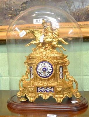 Lot 463 - A gilt dome clock with key