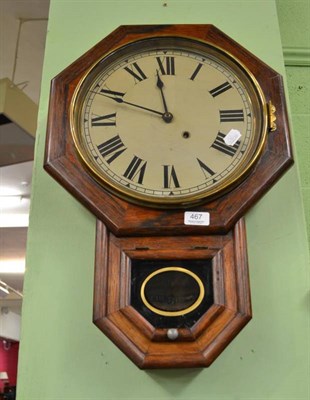 Lot 467 - A Seth Thomas oak cased drop dial wall clock