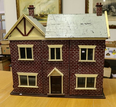 Lot 1142 - Large Victorian painted dolls house with...